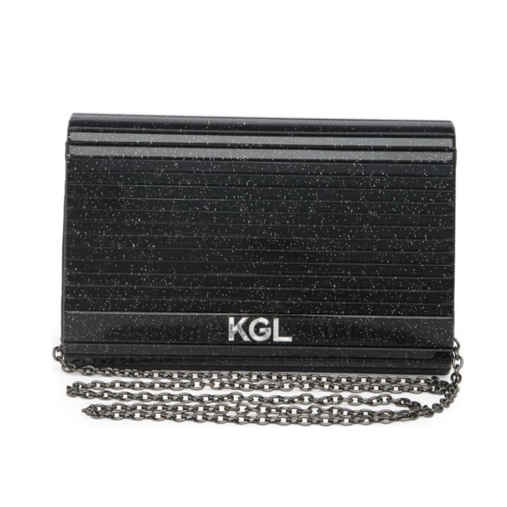 NEW Kurt Geiger London Party envelope shiny rhinestones black clutch purse